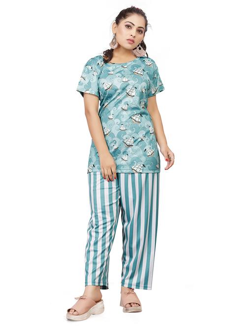 women printed pyjama nightwear set - 21394190 - Very Small Image - 1