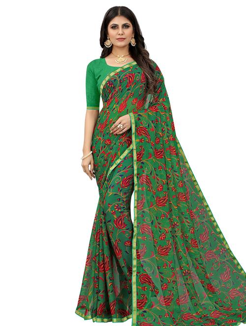 women printed casual saree with blouse - 21394537 - Very Small Image - 1