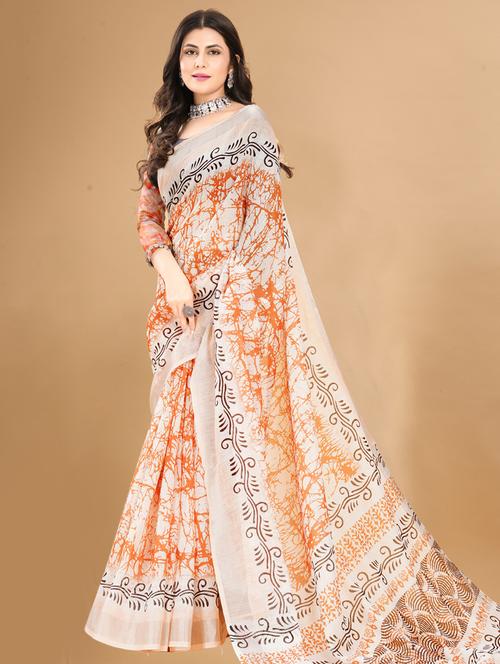 women printed casual saree with blouse - 21394645 - Very Small Image - 1