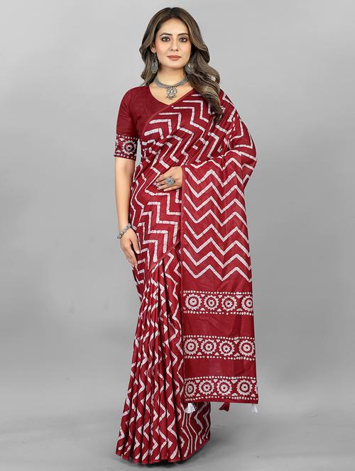 women printed casual saree with blouse - 21394685 - Very Small Image - 1