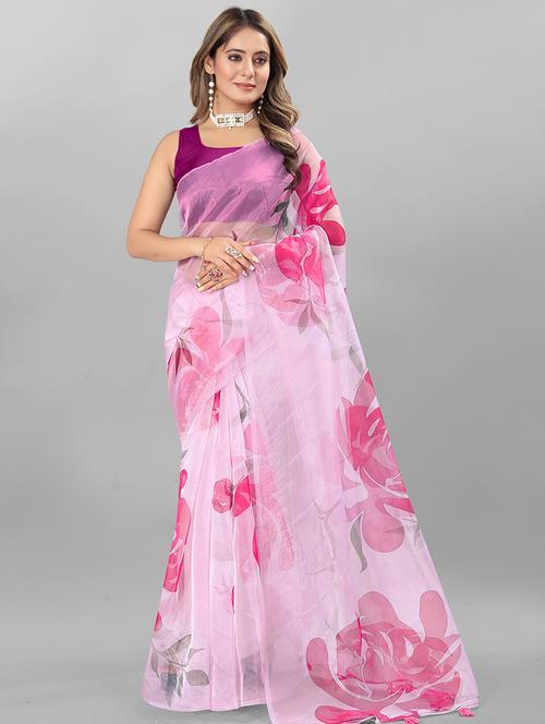women printed casual saree with blouse - 21394874 - Very Small Image - 1