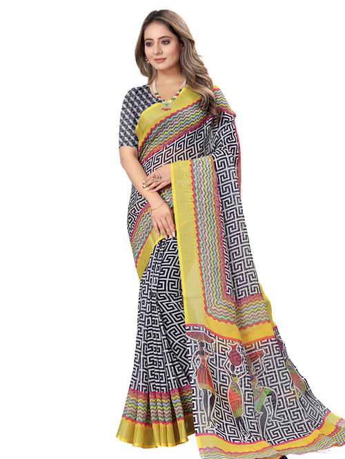 women printed casual saree with blouse - 21394882 - Very Small Image - 1