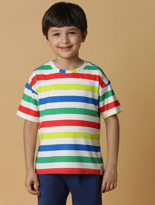 boys white cotton blend t-shirt - 21394958 - Very Small Image - 1