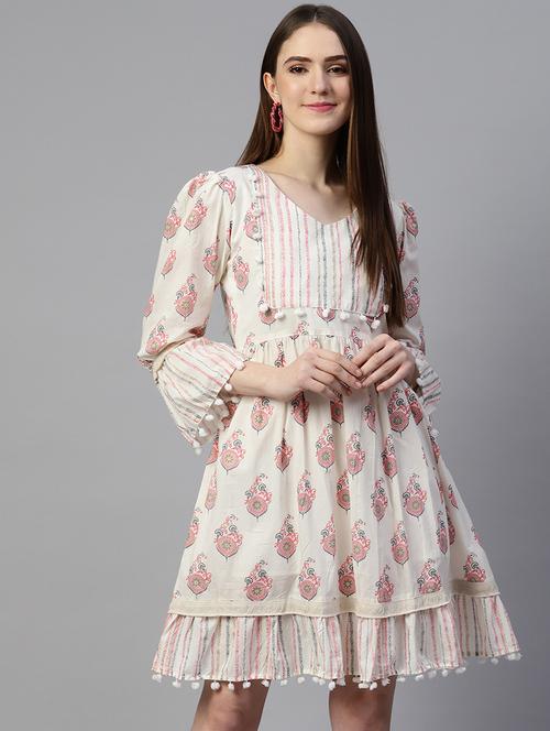 women off white cotton a-line dress - 21395251 - Very Small Image - 1