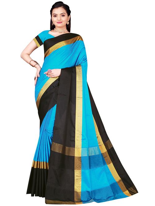 light blue cotton silk dharmavaram saree - 21395535 - Very Small Image - 1