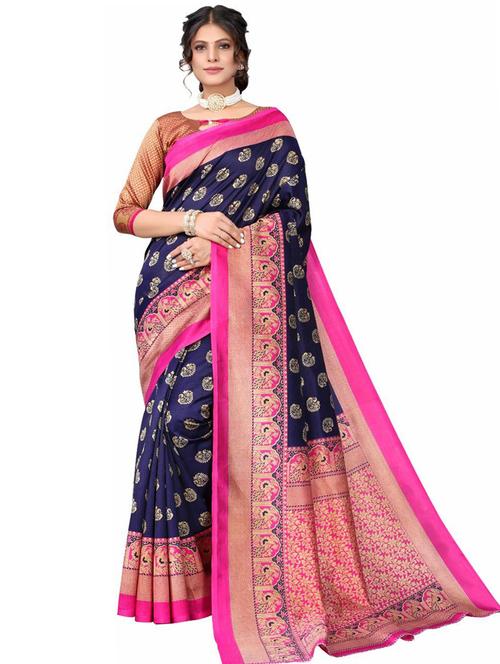 navy blue printed saree - 21395596 - Very Small Image - 1