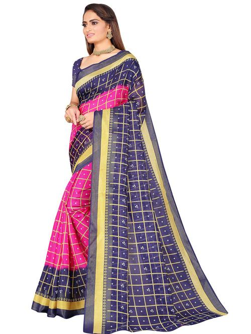 pink bandhani printed saree - 21395616 - Very Small Image - 1