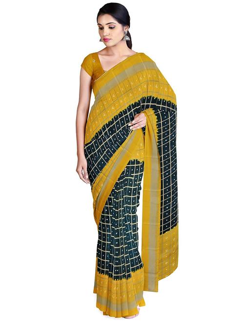 dark green bandhani printed saree - 21395742 - Very Small Image - 1