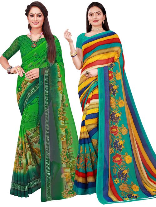 pack of 2 printed casual wear sarees - 21395870 - Very Small Image - 1