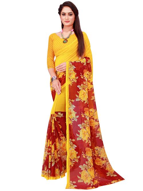 floral printed saree with blouse - 21396052 - Very Small Image - 1
