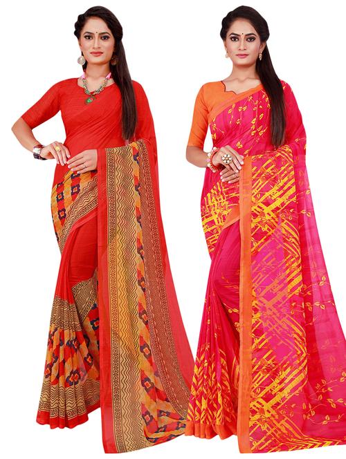 pack of 2 printed casual wear sarees - 21396063 - Very Small Image - 1