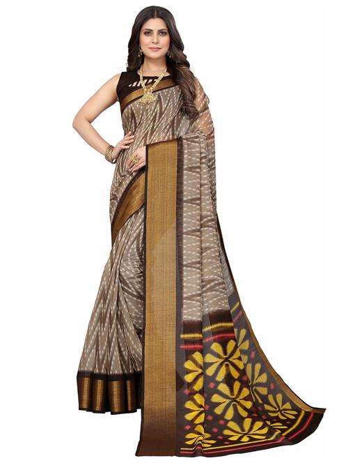 women beige geometric printed saree - 21396076 - Very Small Image - 1