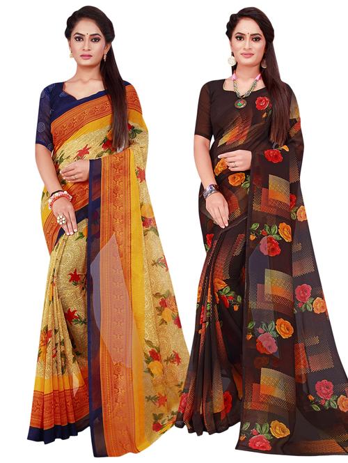 pack of 2 casual wear combo sarees - 21396090 - Very Small Image - 1