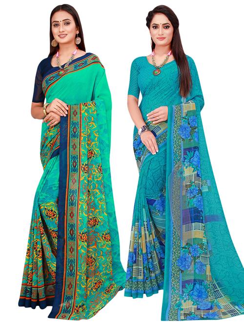 pack of 2 printed casual wear sarees - 21396105 - Very Small Image - 1