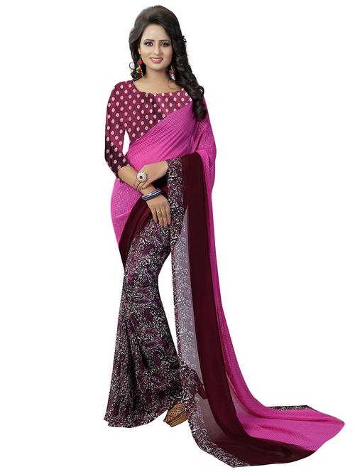 women purple printed georgette saree - 21396108 - Very Small Image - 1