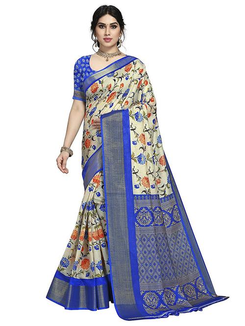 cream cotton silk bhagalpuri saree - 21396124 - Very Small Image - 1