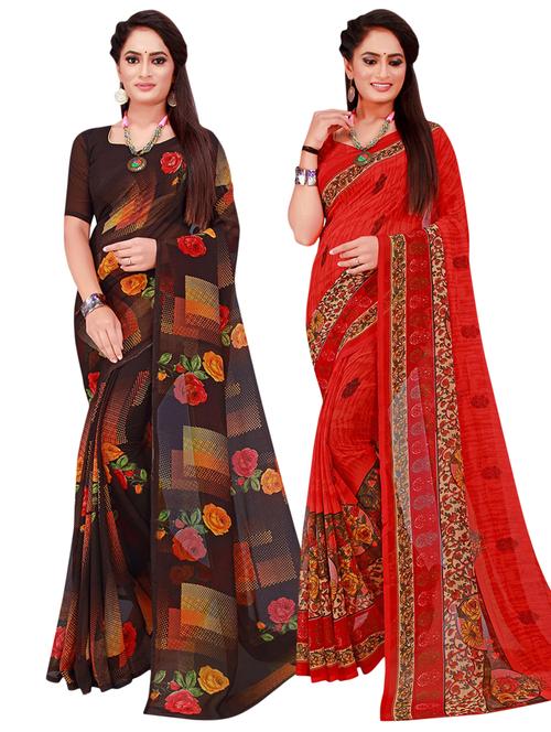 pack of 2 printed casual wear sarees - 21396167 - Very Small Image - 1