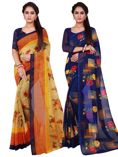 pack of 2 printed casual wear sarees - 21396177 - Very Small Image - 1