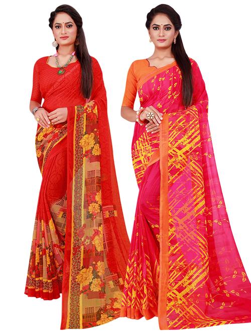 pack of 2 printed casual wear sarees - 21396187 - Very Small Image - 1