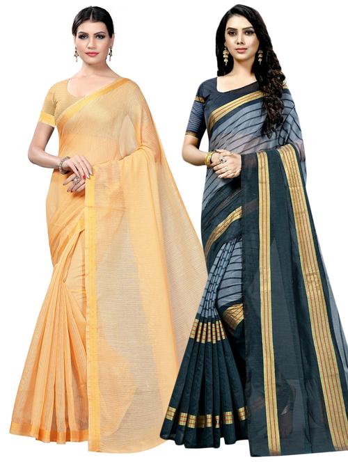 pack of 2 casual wear sarees with blouse - 21396210 - Very Small Image - 1
