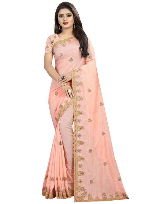 coral handloom saree - 21396230 - Very Small Image - 1