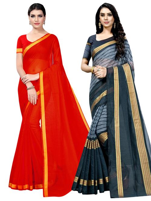 pack of 2 casual wear sarees with blouse - 21396262 - Very Small Image - 1