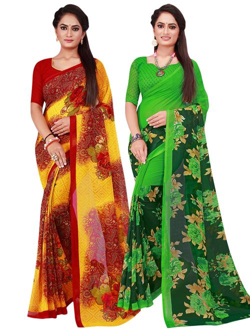 pack of 2 printed casual wear sarees - 21396276 - Very Small Image - 1