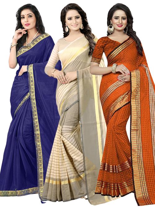 pack of 3 casual wear sarees - 21396291 - Very Small Image - 1