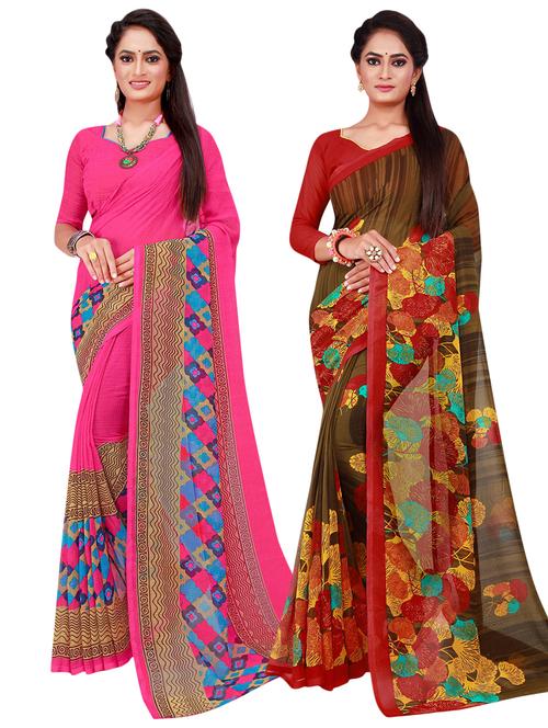 pack of 2 printed casual wear sarees - 21396305 - Very Small Image - 1