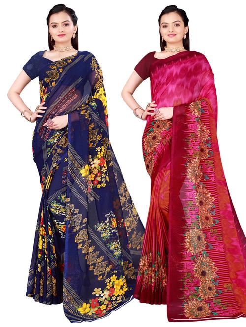 pack of 2 printed casual wear sarees - 21396348 - Very Small Image - 1
