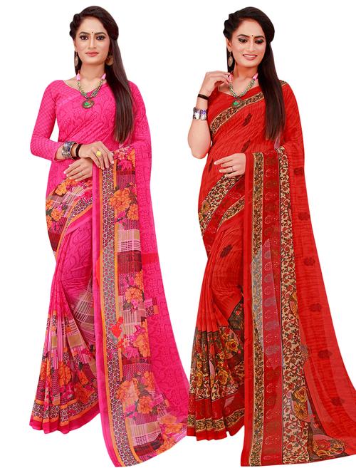 pack of 2 printed casual wear sarees - 21396352 - Very Small Image - 1
