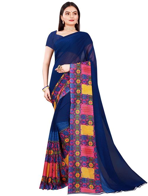women printed casual saree with blouse - 21396368 - Very Small Image - 1