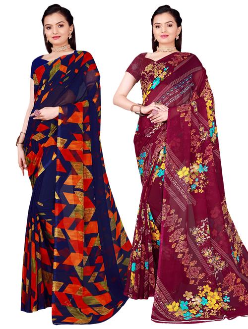pack of 2 printed casual wear sarees - 21396379 - Very Small Image - 1