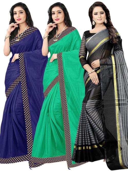 pack of 3 casual wear sarees - 21396484 - Very Small Image - 1
