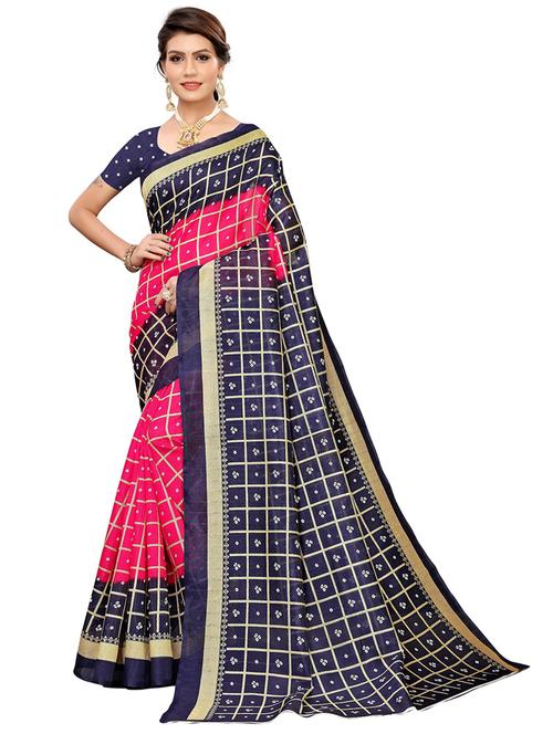 pink bandhani saree - 21396524 - Very Small Image - 1
