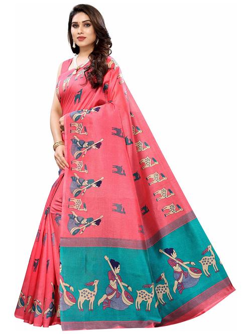 pink kalamkari printed saree - 21396574 - Very Small Image - 1