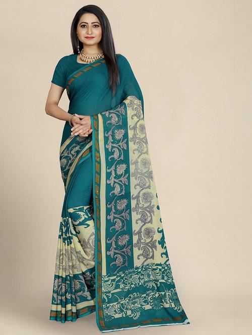 teal georgette bhagalpuri saree - 21396760 - Very Small Image - 1