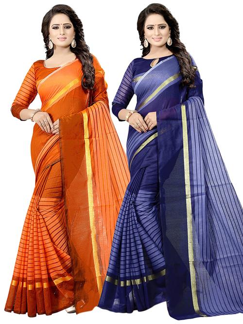 pack of 2 handloom saree with blouse - 21396899 - Very Small Image - 1