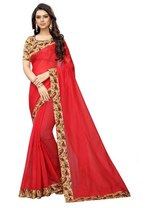 women red solid bordered saree - 21396922 - Very Small Image - 1