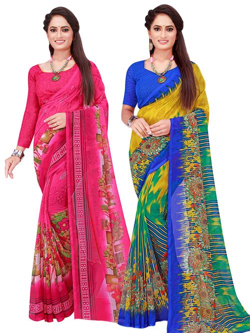 pack of 2 printed saree with blouse - 21396965 - Very Small Image - 1