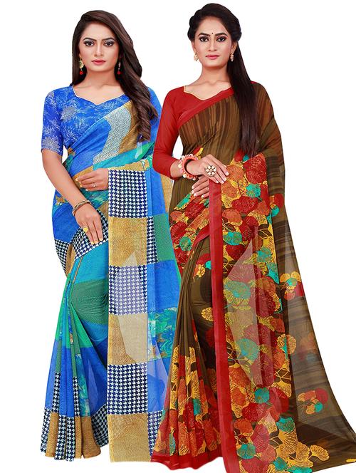 pack of 2 printed saree - 21397020 - Very Small Image - 1