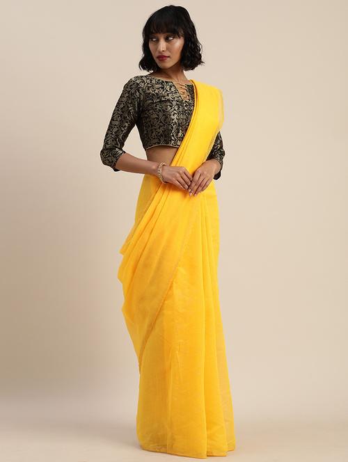yellow solid cotton saree - 21397055 - Very Small Image - 1