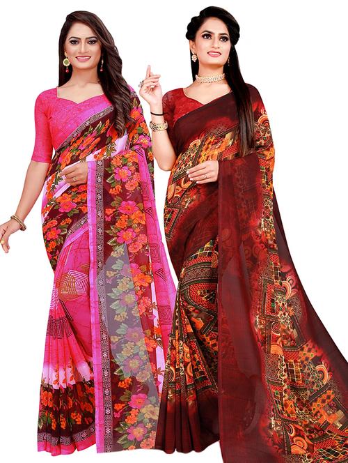 pack of 2 printed saree - 21397083 - Very Small Image - 1