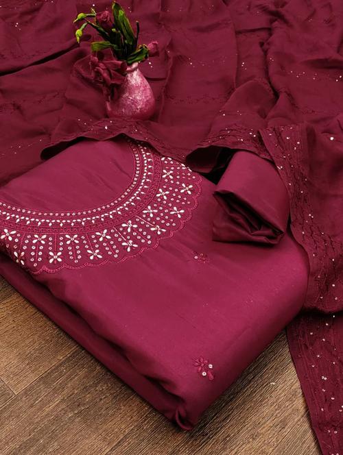 embroidered unstitched suit set - 21397918 - Very Small Image - 1