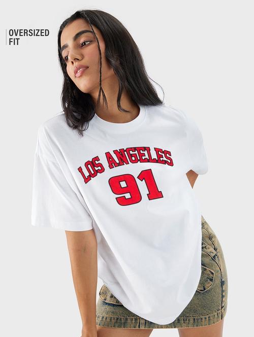 printed round neck oversized t-shirt - 21398084 - Very Small Image - 1