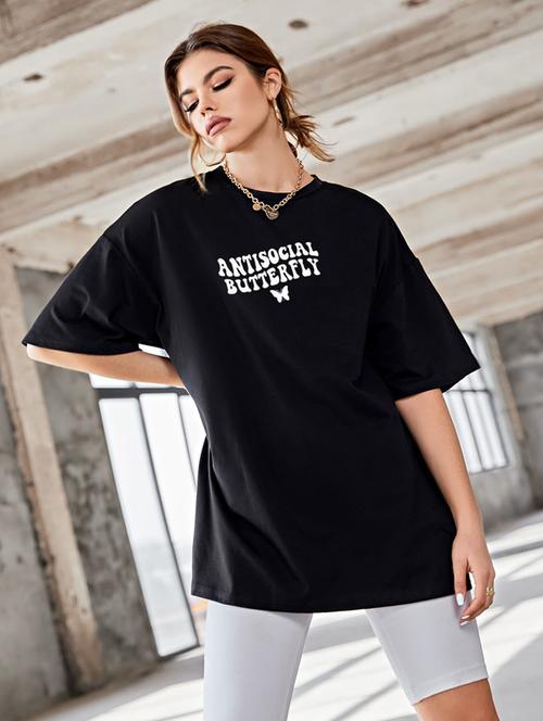 printed round neck oversized t-shirt - 21398145 - Very Small Image - 1