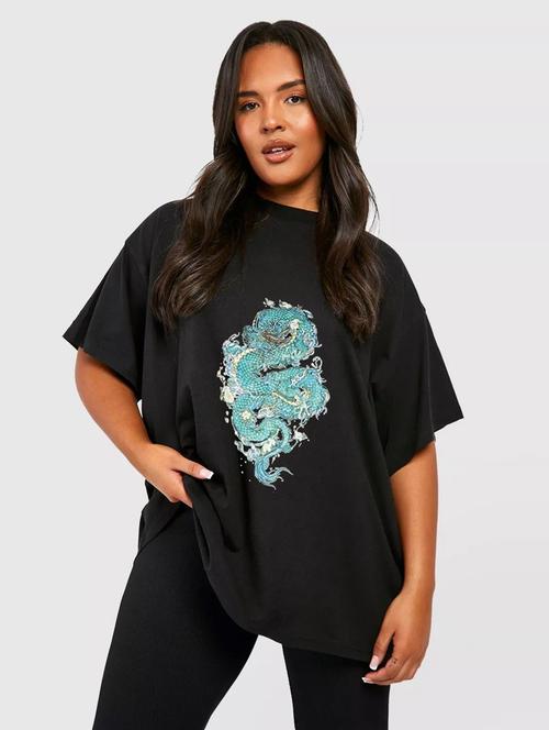 printed round neck oversized t-shirt - 21398233 - Very Small Image - 1