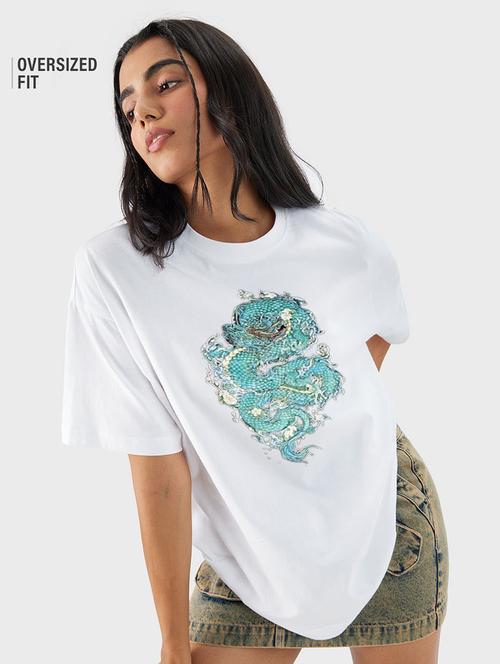 printed round neck oversized t-shirt - 21398298 - Very Small Image - 1