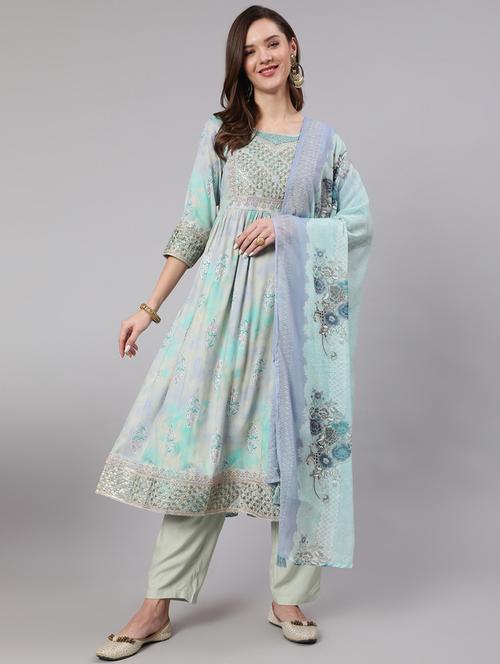 women purist blue printed suit set - 21398326 - Very Small Image - 1