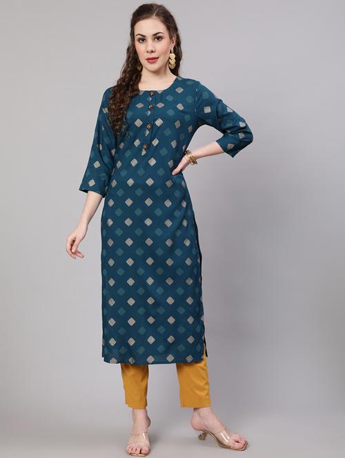 women three quarter sleeve straight kurta - 21398429 - Very Small Image - 1